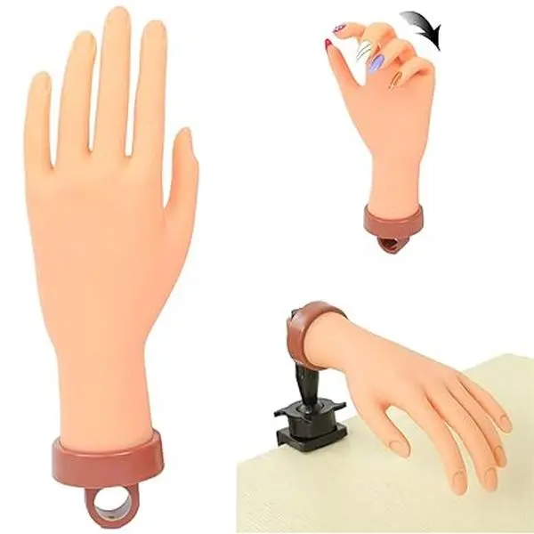 diy nail art training practice hand 1 count silicone fake hand to nail practice hand model manicure & pedicure tool for home & salon  Polish Cutics