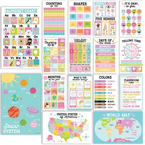 PreK Educational Posters | Set of 16 | Classroom Supplies Learning Materials Learning Tool