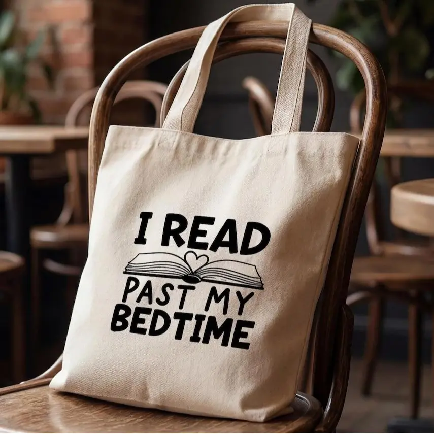 I Read Past My Bedtime Tote Bag, Book Lover Canvas Tote, Reading Lover Gift, Bookish Tote Bag, Library Bag, Reader Aesthetic Accessory, Reusable Cotton Book Tote
