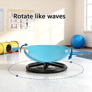 Rotary Chair for Children with Autism Blue Orange Oval Eggshell Design Non Slip Metal Base Training Rehabilitation Equipment for Centers Home Use Improves Balance Concentration Exercise Chair