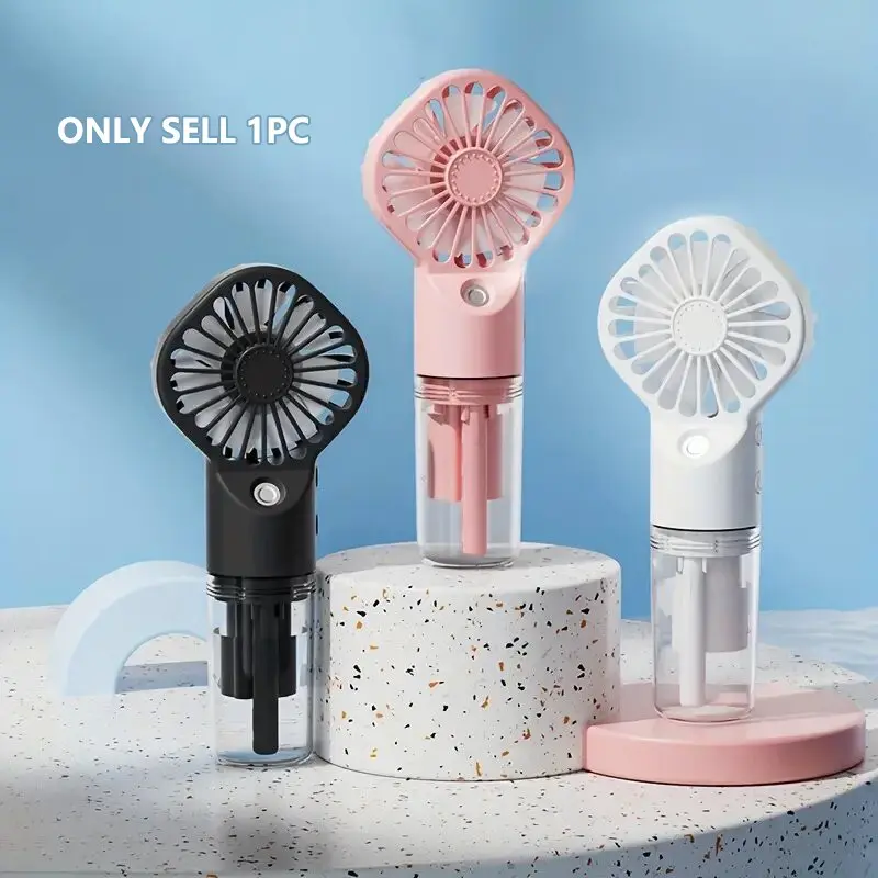 Portable Rechargeable Handheld Spray Fan, Handheld Misting Fan, Handheld Cooling Fan, Integrated Misting Fan, 1pc USB Rechargeable Mini Humidifier Fan, Cordless Rechargeable Fan, Rechargeable Personal Fan, Suitable for Travel and Outdoor Use