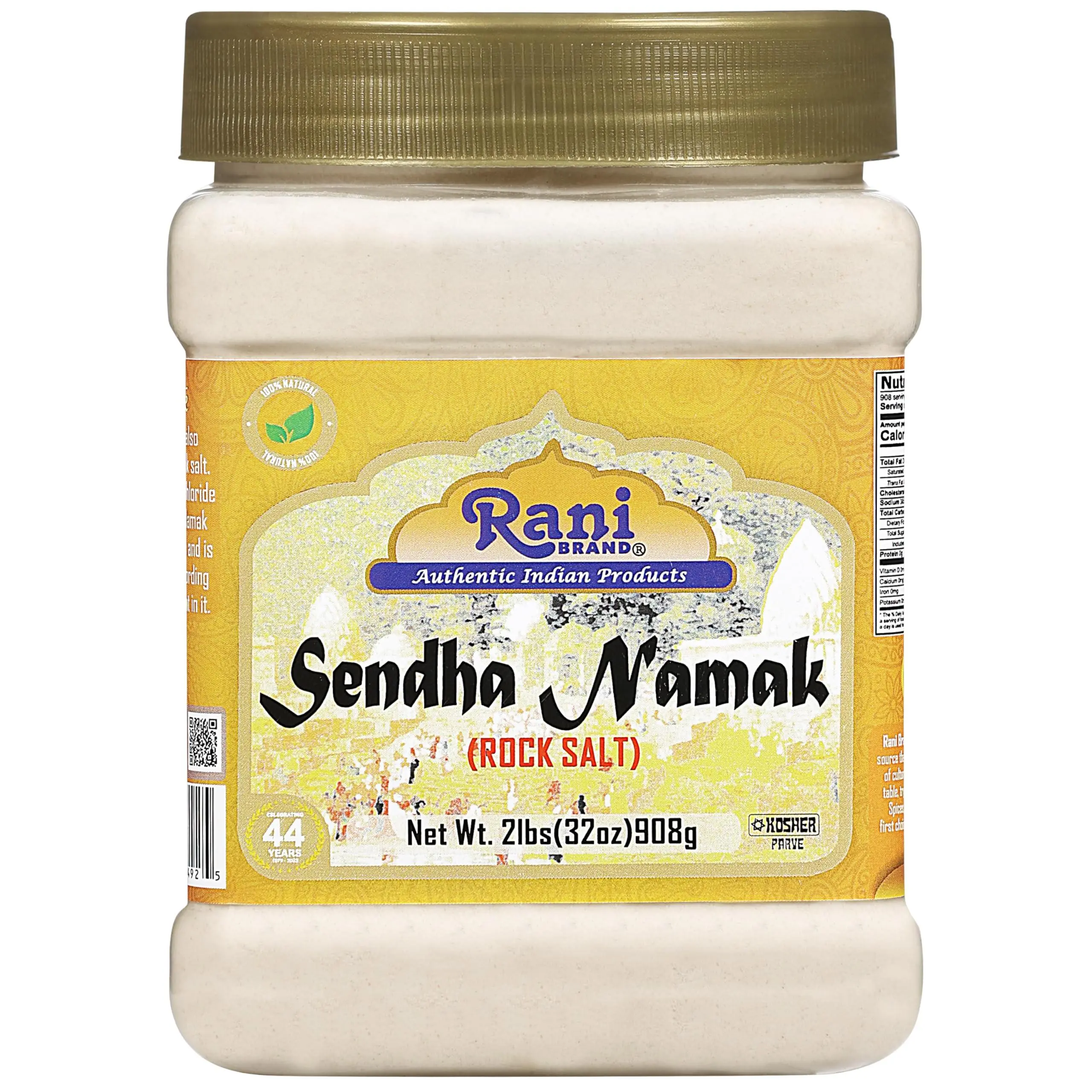 Rani Sendha Namak (Rock Salt) 32oz (2lbs) 908g PET Jar ~ All Natural | Vegan | Gluten Friendly | NON-GMO | Kosher | Indian Origin