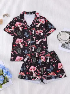 The Golden Girl Satin Pajamas Set, Golden Girls Classic Role Printed Lapel Short Sleeve Shorts Pajama Set, Comfortable Wearable Party Gift Homewear, All Seasons Casual Style