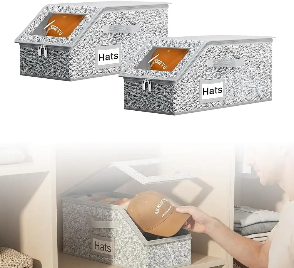 New Stackable Transparent Hat Storage Organizer For Baseball Caps, Dust Proof Hat Holder, Space Saving Closet Wardrobe Hat Storage Container