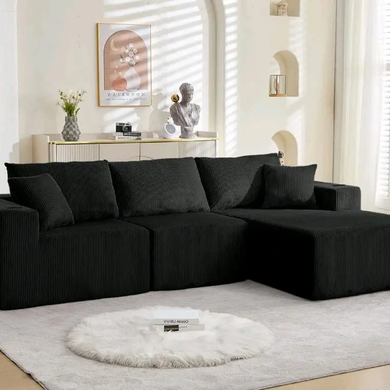 107" L Shape Couch Comfy Sectional Boneless Sofa w/ Left Chaise for Living Room
