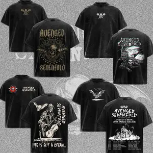 Collection Avenged Sevenfold Band Tee Washed – Vintage Acid Wash Heavy Cotton Oversize Unisex Rock Band T-Shirt, Sweatshirt & Hoodie, Retro Y2K Metalcore Streetwear Top, A7X Tour Merch Menswear for Fans