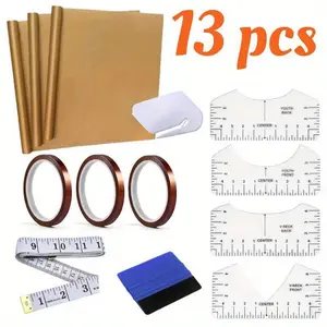 13pcs Sublimation Shirts Tool Kits with T-Shirt Ruler Guide, Craft Tools Set for DIY Heat Transfer Printing, Weeding Vinyl, Scrapbooking, Lettering, Cutting, Splicing