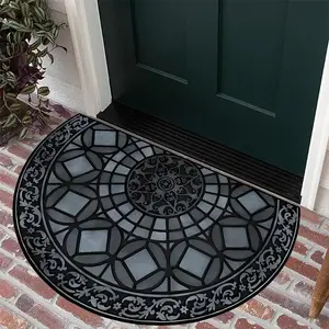 Half Round Door Mat, Non-slip Durable Decorative Entrance Mat, Stylish Pattern Design Door Mat for Farmhouse Decor