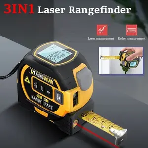 3 in 1 Digital Laser Tape Measure | 130ft/40m Laser Distance Meter Display On Backlit LCD Screen