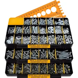 2251-Piece Hardware Assortment Kit with Screws, Nuts, Bolts & Washers – 3-Tray Organizer for Home, Workshop & DIY Projects
