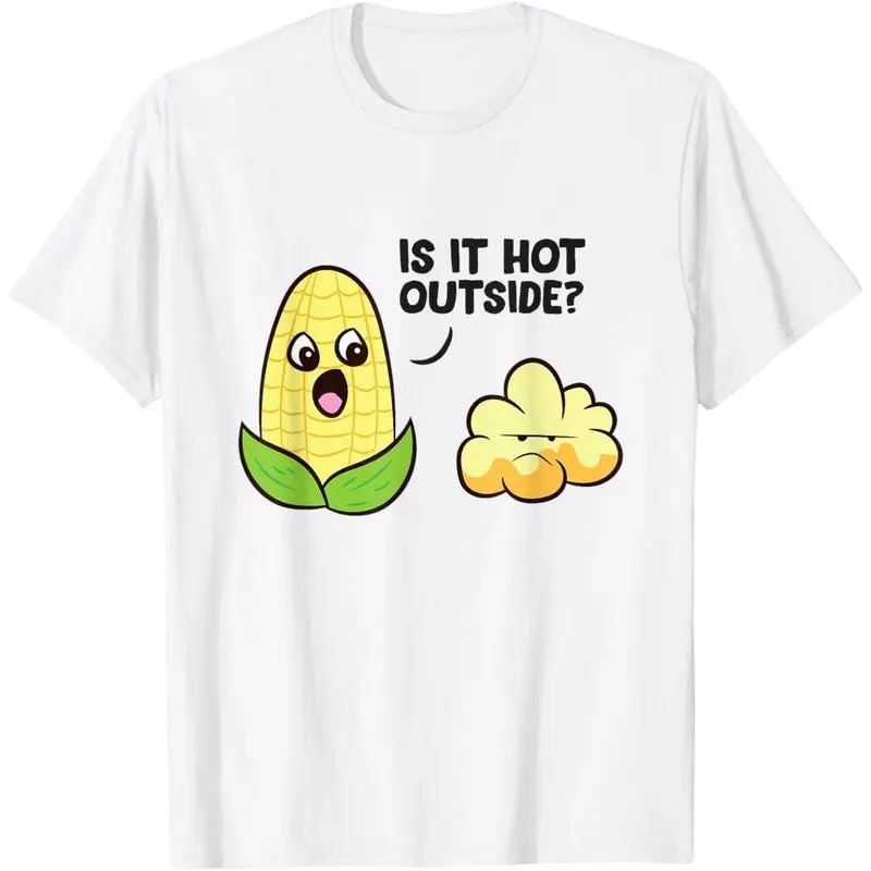 Funny Popcorn Pun Is It Hot Outside Popcorn T-Shirt funny graphic tee