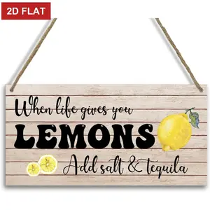 3.93x7.87 inch   Lemon Kitchen Decor When Life Gives You Lemons Home Decor Wood Hanging Sign Plaque, Lemon Decor For Kitchen, Restaurant Shelf Decor For Living Room Dining Room Kitchen Bedroom ﻿