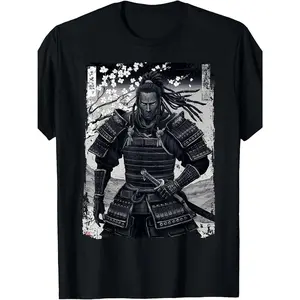 100% Made US Black Afro African Japanese Style Yasuke Samurai T-Shirt