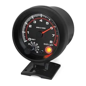 Universal 3.75" Car Tachometer Gauge 0–8000 RPM with LED Shift Light Racing Tacho Meter for 4/6/8 Cylinder Engines 12V Driving Safety