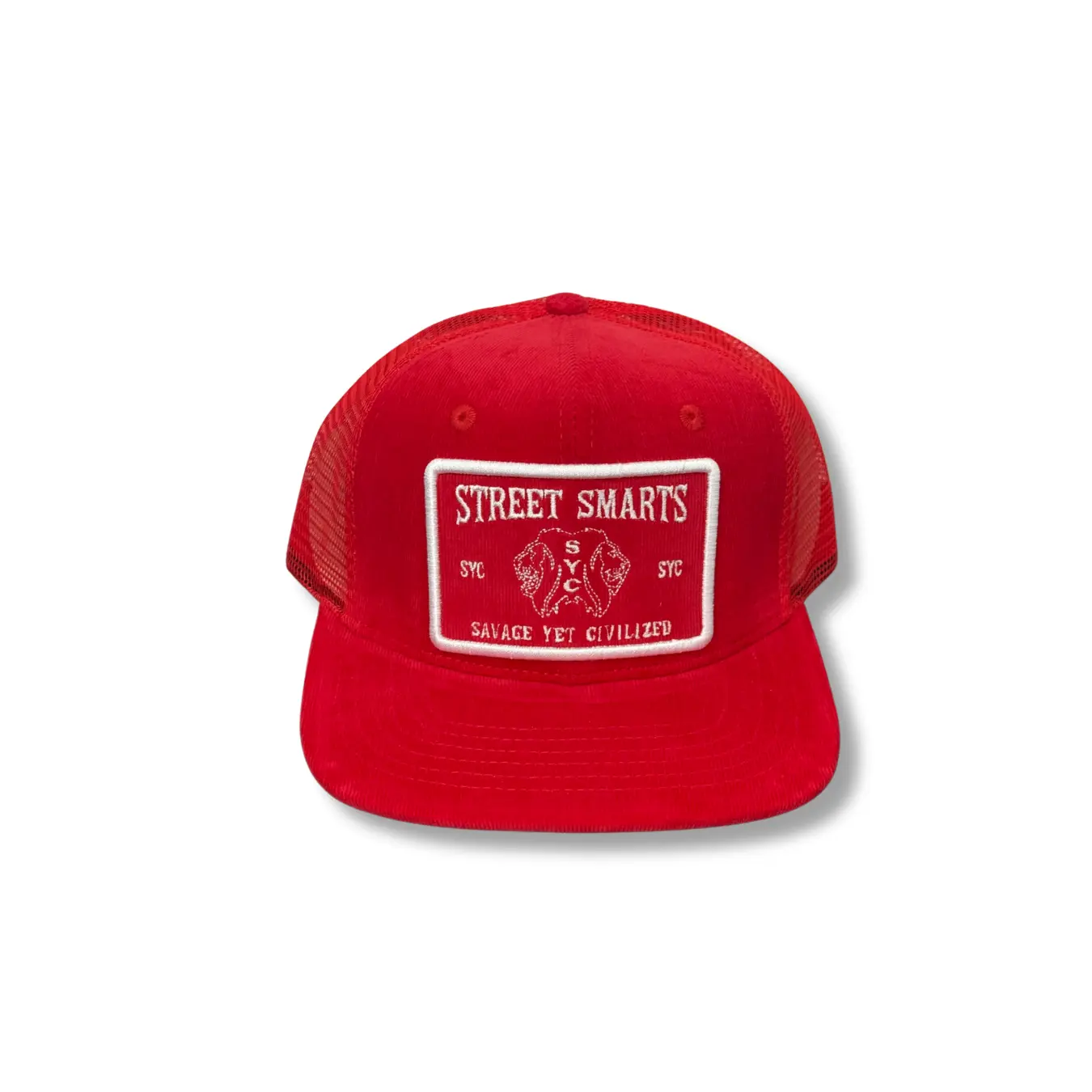 Street Smarts Corduroy Paisley Trucker Hat – Red