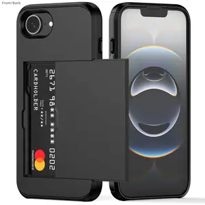 for iPhone 17e Case, iPhone 16e Case with Card Holder Dual Layer Heavy Duty Protective Hidden Card Slot Slim Wallet Cover for iPhone 16e/17e 6.1'' Cellphone Accessories