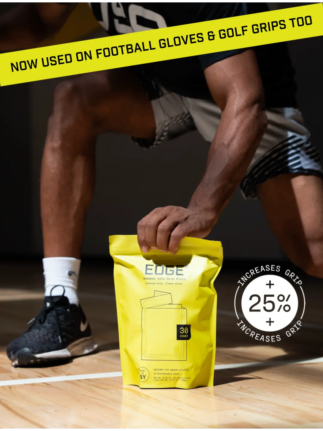 EDGE Grip Wipes | 30 Count | Clean & Boost Grip Instantly | Bio-Based & Non-Sticky