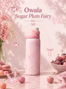 Owala Sugar Plum Fairy 32oz Stainless Steel Water Bottle, Pink Sport Water Bottle, Color Drop Collection Stainless Steel Water Bottle, BFA FREE