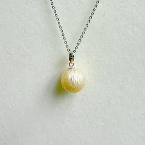 PEARLISM  Southsea Golden  Dragon Scale Pearl Pendant Seawater Pearl  Necklace(11-12mm)-ASGP006
