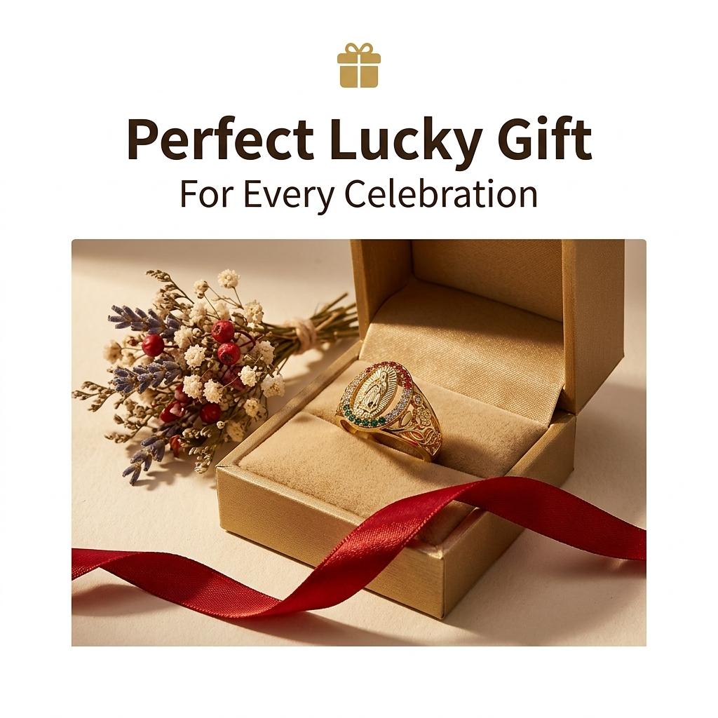 Our Lady of Guadalupe Color Zircon Ring, Vintage Gold Plated Hollow Carved Ring, Religious Prayer Jewelry, Gift for Elderly & Church Members