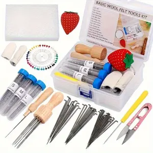 1set Felting Needles, Complete Needle Felting Kit, Craft Supplies, Needle Felting Supplies with 8-Needle Felting Tool, 36/38/40 Gauge Felting Needles, Sewing Pins, Foam Mat, Scissors for Beginner Professional
