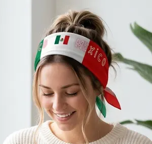 Mexico，National flag headscarf，Football season, midsummer, football,  cheering props, favorite countries to win the championship USA, Mexico, Canada, Brazil, Brazil, Argentina flag printed bandana - suitable for team spirit and daily wear