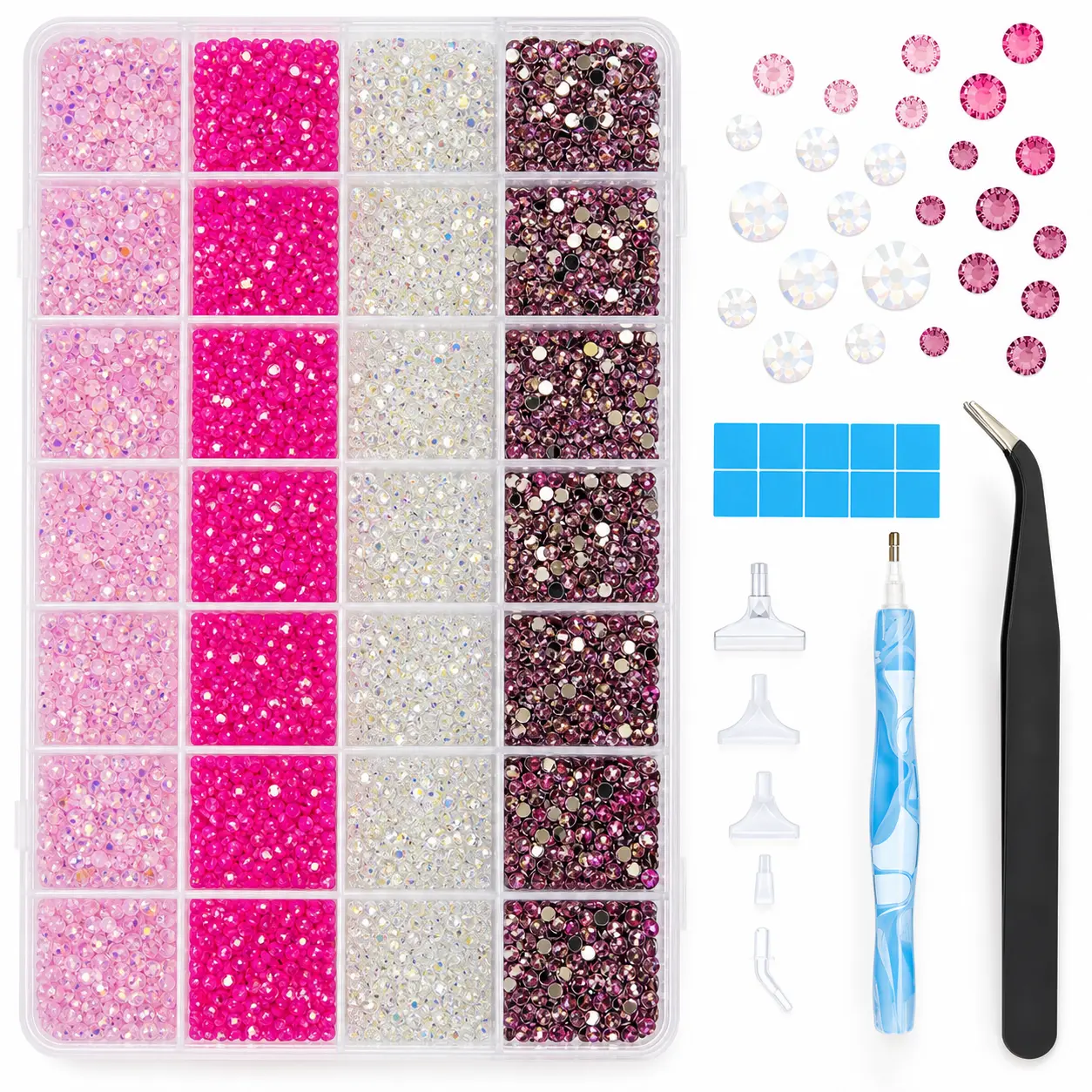 3mm & 4mm Rhinestone Bedazzling Kit, Beginner-Friendly Bling Set with Multicolor Flatback Resin Jelly Rhinestones & Tools for DIY Nails & Craft Projects, Easy Placement (Mother’s Day Gift)