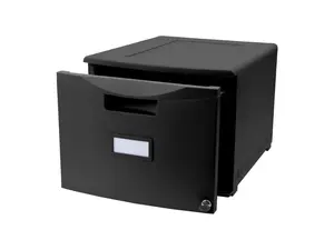 One Drawer Mini File Cabinet with Lock, Legal/Letter, Black (Drop Ship Approved Packing) (replaces 61260B01C)