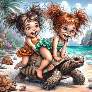 5D DIY Full Drill Round Diamond Painting Kit Turtle Art Mosaic on Canvas, Beach Turtle Design, Perfect Home Wall Decor for Valentine's, Ramadan, Birthdays & Anniversaries