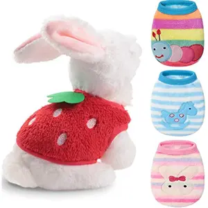 Bunny Julie Tiny Clothes 4 Pieces Warm Puppy Clothes for Dogs Boy and Girl Ferret Sweaters Cat Rabbit Chihuahuas Vest Flannel Pet Costume Pet Apparel for Bunny Kitten Clothes Girl(3XS and 2XS)