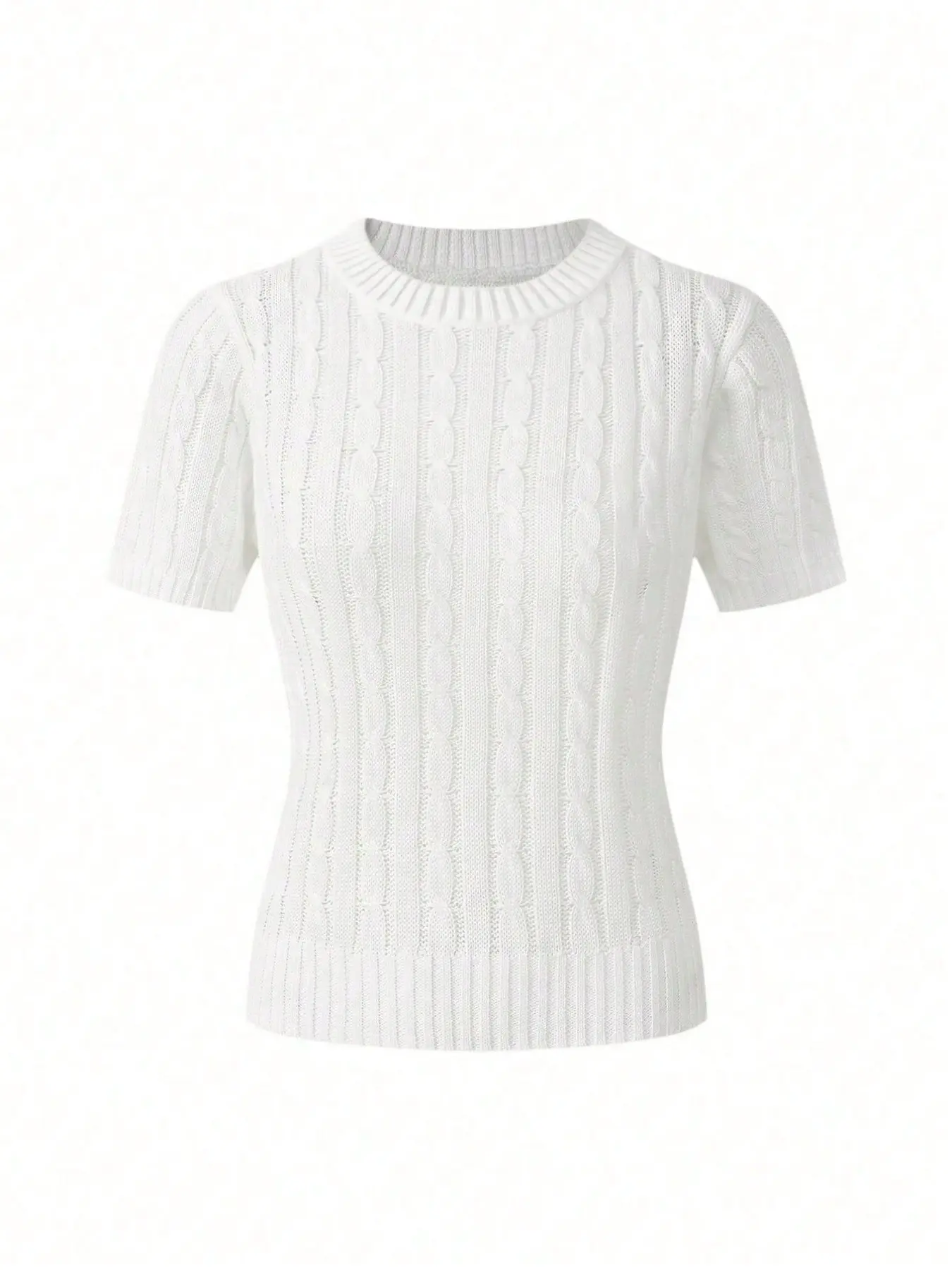 Soft Breathable Skin-Friendly Fabric Comfortable Polo Knit Short Sleeve Shirt, Women Casual Round Neck Slim Fit Fitted Hollow Out Design for Summer Beach Wear Knitwear Top, Casual Knitting Top