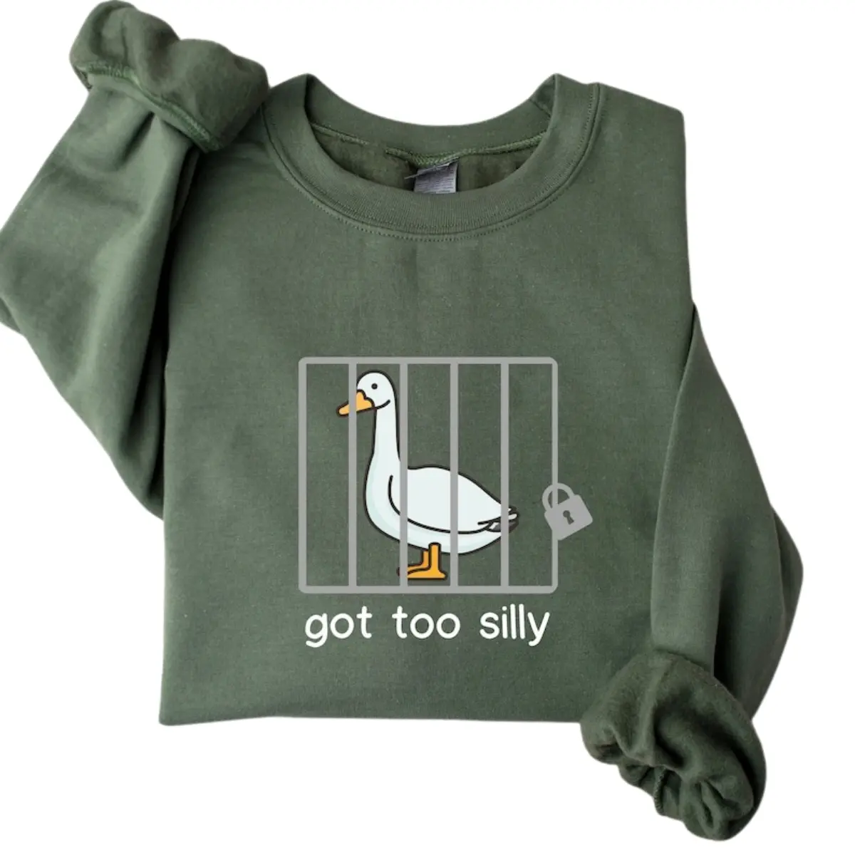 Silly Goose Sweatshirt, Got Too Silly Shirt, Funny Men's Women's Sweater, Trendy College Hoodie Classic Crewneck Fabric Menswear Unisex Fitted Oversize Cute