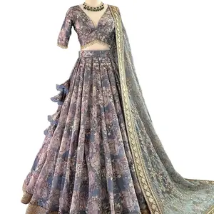 Enchanting Blue Floral Lehenga Choli Set : Product ID: LCH-2024-09