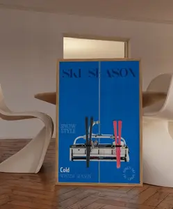 Vintage Ski Poster – Retro Winter Sports Wall Art, Lodge & Ski Resort Decor