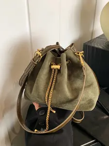 Versatile Drawstring Crossbody Shoulder Bag, Adjustable Capacity, One-Shoulder Diagonal Wear, Ideal for Office Travel Gatherings, Textured Bag, Fashionable Shoulder Bag
