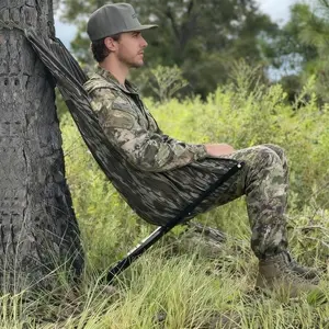 Adjustable Height Hunting Seat, Portable Foldable Tree Stand, 180° Rotating Lightweight Hammock Chair, Suitable for Deer Turkey Duck, Outdoor Hammock