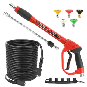 Tool Daily Pressure Washer Gun and Hose Kit, 50 FT Power Washer Hose and Replacement Wand Extension, 5 Nozzle Tips, M22-14 Fitting, 3600 PSI, ChristmasGift
