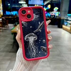Fantasy Jellyfish and Fish Starry Wander made of thickened TPU material soft silicone protective case, For iPhone 17 PRO MAX 16 PRO, 15 PRO MAX, 14 PLUS, 13 PRO, 12 PLUS, 11 PRO, XS MAX, X, XR. A durable gift