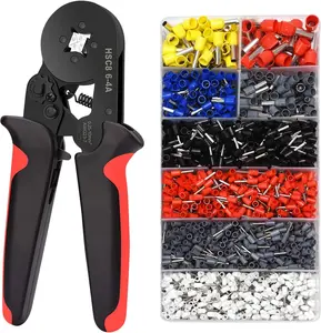 Ferrule Crimping Tool Kit AWG 23-7 with 1200 PCS Wire-End Ferrules 0.25-10mm², Self-Adjustable Ferrule Crimper Plier