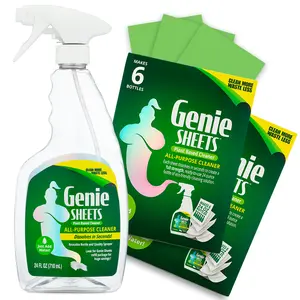 Genie Sheets All Purpose Cleaner | 1 Bottle + Concentrate Makes 12 Refills | Professional-Strength, Plant-Based, Eco-Friendly | Just Add Water