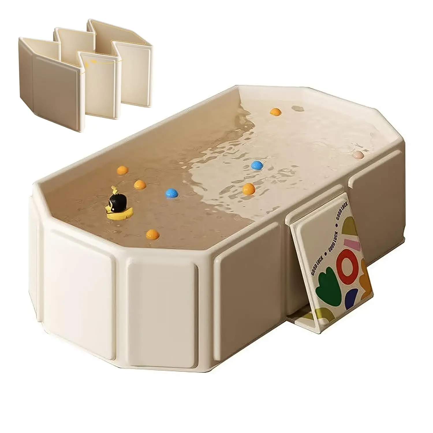 Portable Foldable Baby Bathtub, Collapsible Bathtub, Suitable for Newborns to Toddlers, Easy Storage, Lightweight, Ideal for Home and Travel, Bath Tub (milk )