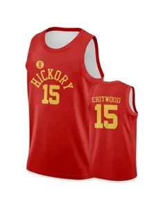 Men's Basketball Jersey, #15 Jimmy Chitwood, Hickory High School Basketball Jersey, Red, Comfortable Fabric, Sweat-Wicking and Breathable, Ideal for Outdoor Sports & Practice Wear