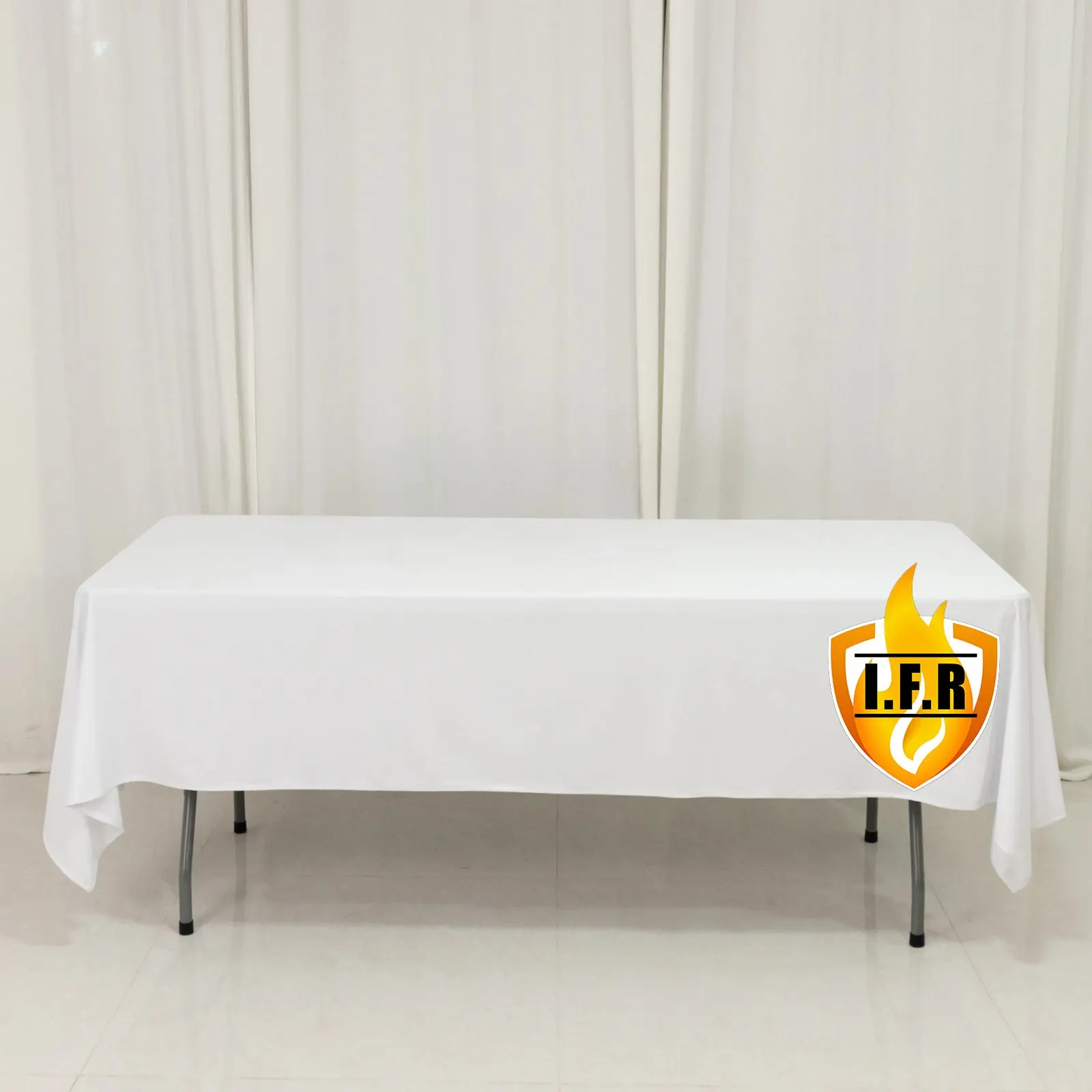 Fire Retardant 60"x102" Rectangle Scuba Polyester Tablecloth – White, Wrinkle Free, Stain Resistant Table Cover