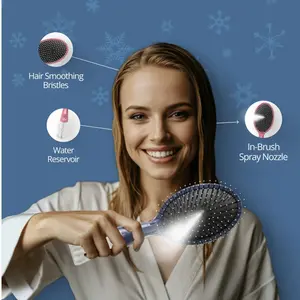 2-in-1 Hair Brush with Spray Mist - Detangling Smoothing Hair Brush, Built in Spray Nozzle & Water Reservoir, Portable On-the-Go Hair Care Tool for Knots/Tangles, Glossing Detangler, Perfect Gift for Women Girls (Birthday/Holiday/Valentine’s Day)