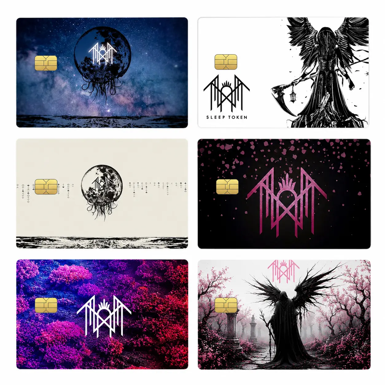 Sleep Token Debit Card Skin, Take Me To Eden Gothic Credit Card Sticker, Even in Arcadia Vinyl Stickers for Worshippers