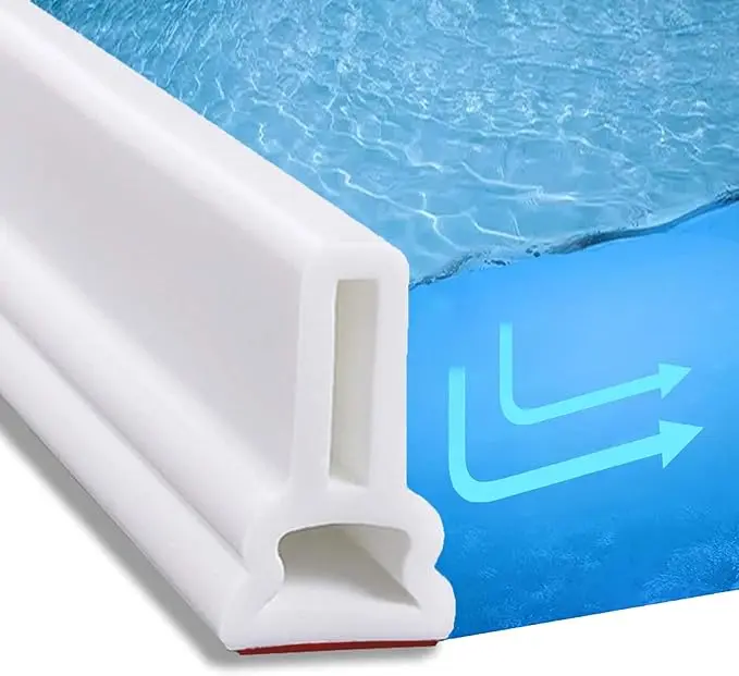 78 Inch Collapsible Shower Water Dam Silicone Shower Threshold Water Stopper Barrier Retention System for Bathroom Kitchen Wet and Dry Separation, Wheelchair Accessible, White (2m / 78in) Hollow Wipe