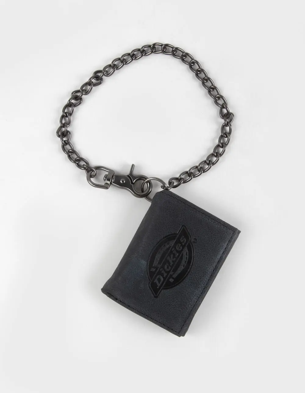 DICKIES  Mens Genuine Leather Trifold Wallet with Chain, Black
