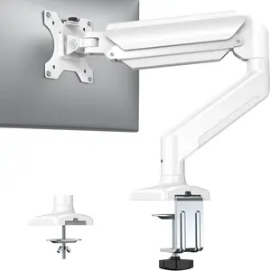 Single  Arm 13-34 Inch, Adjustable Gas Spring Arm,  Desk Mount for 4.4-22lbs, VESA 75/100mm with C-Clamp/Grommet Base,  Stand for Work/Gaming