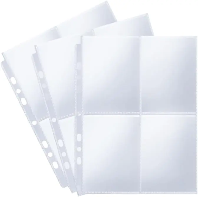 240 Pockets 2.5x3.5 Photocard Sleeves for A5 6/3/2Ring Binder,Transparent Photocard Sleeves, Double-Sided 4 Pocket Photo Pages, for Business Card, Trading CardsStandard Cards 30 Pack
