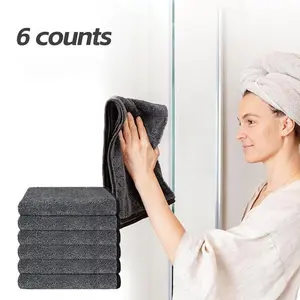 Reusable Microfiber Cleaning Cloth Set, 6 Counts Non-ball Absorbent Cleaning Cloth, Multipurpose Cleaning Tool for Kitchen Bathroom Car Office